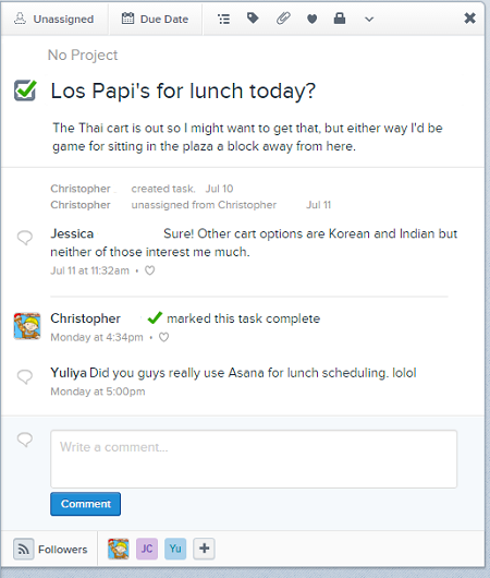 Asana lunch