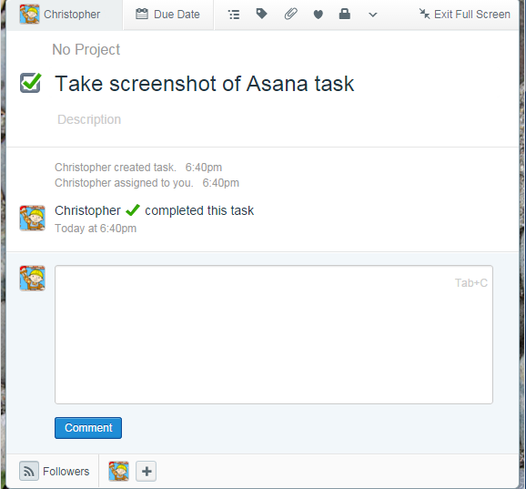 Asana screen